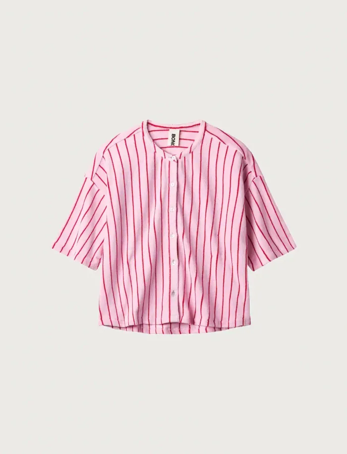 Bongusta    Naram Oversized Shirt   Baby Roze & Ski Patrol Rood - Afbeelding 3