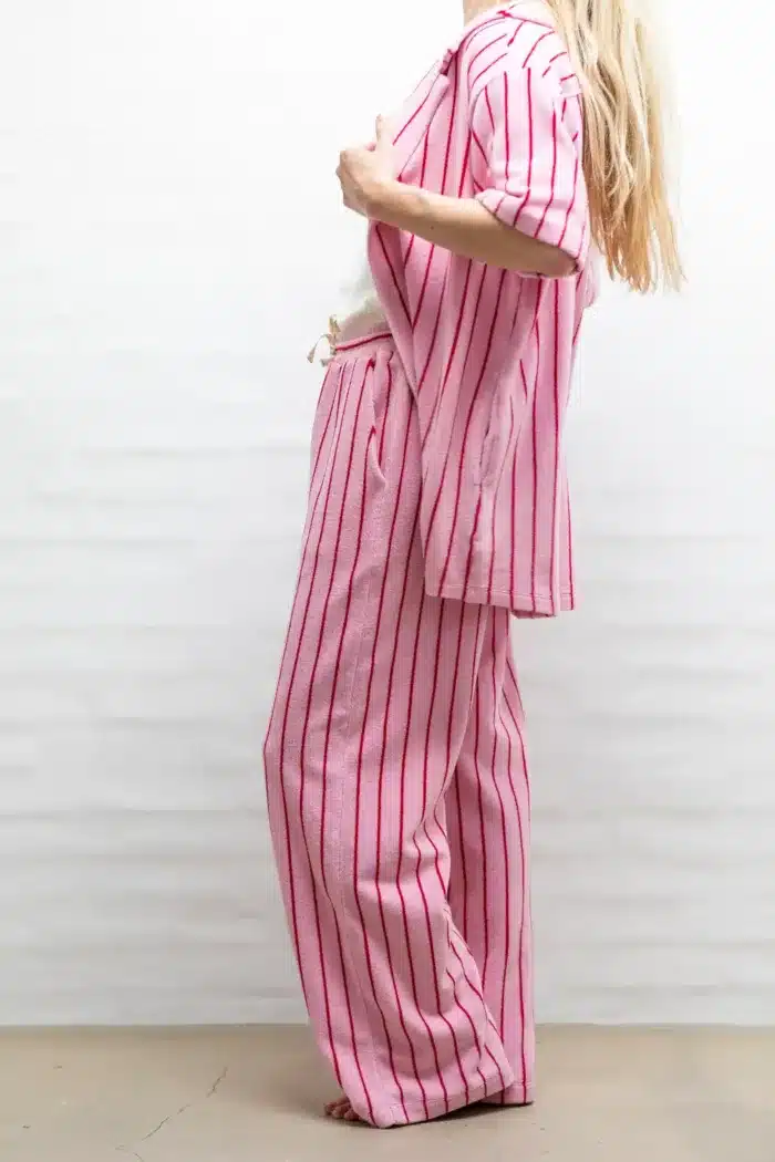 Bongusta    Naram Oversized Shirt   Baby Roze & Ski Patrol Rood - Afbeelding 2